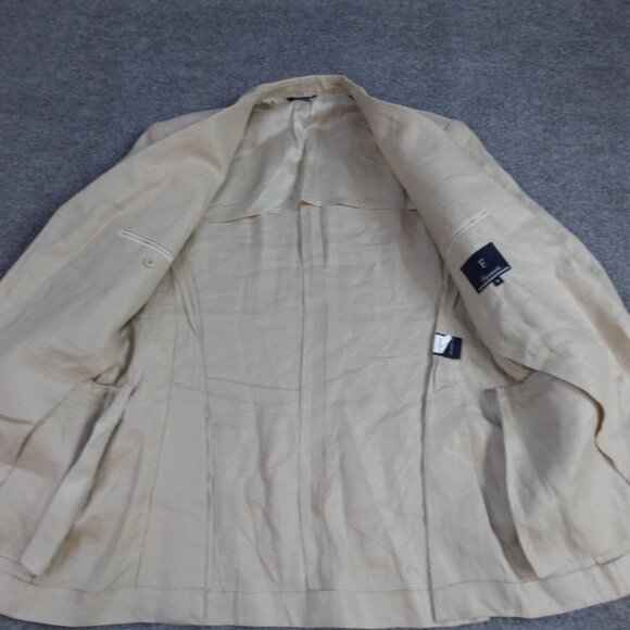 Faconnable Sport Coat 40R Beige Solid 100% Linen 3 Button Half Lined - Picture 2 of 11